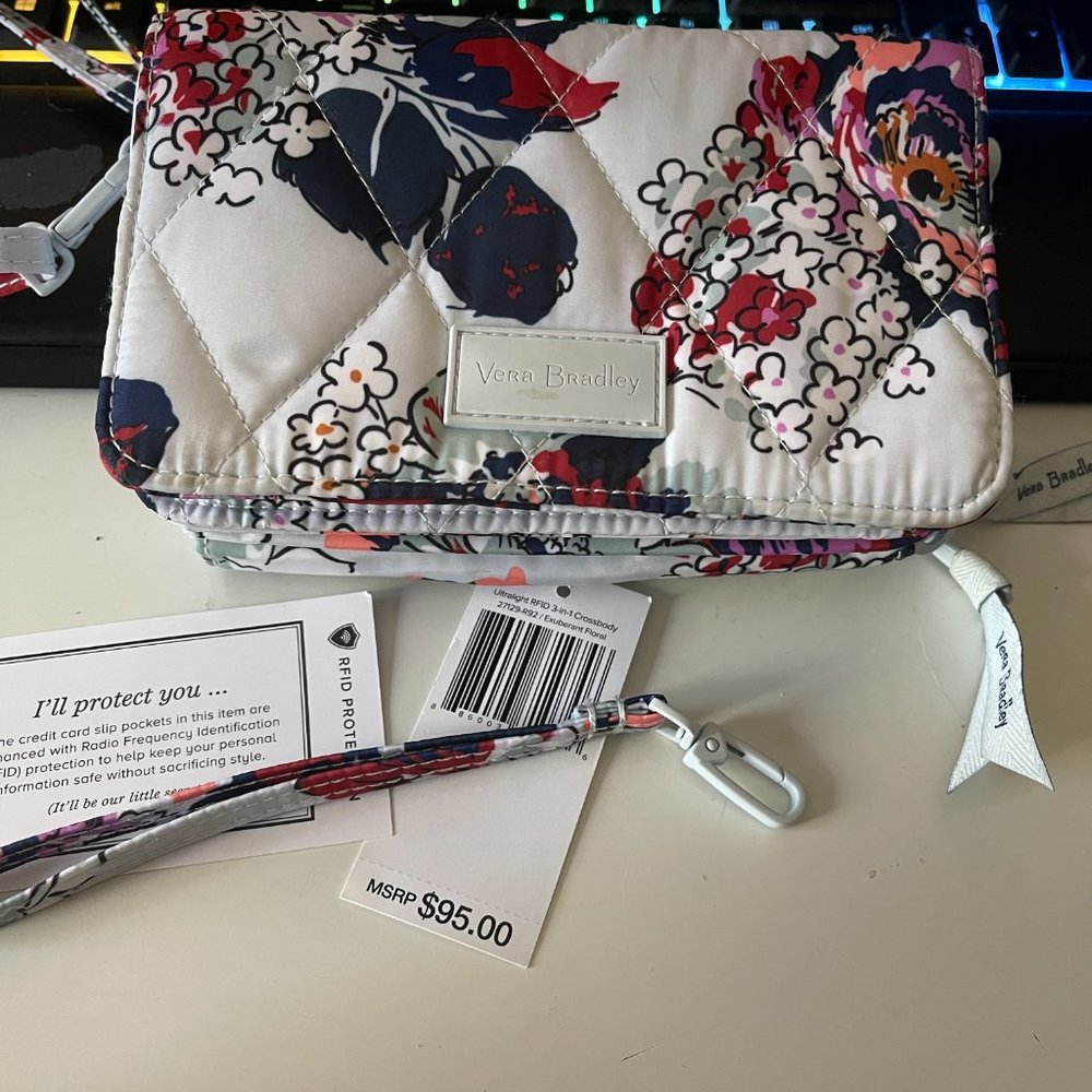 RFID 3-in-1Crossbody Bag, Exuberant Floral